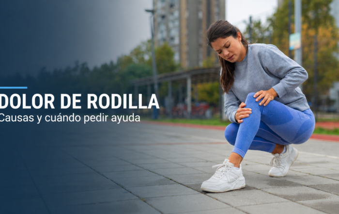 Mujer con dolor de rodilla mientras practica deporte