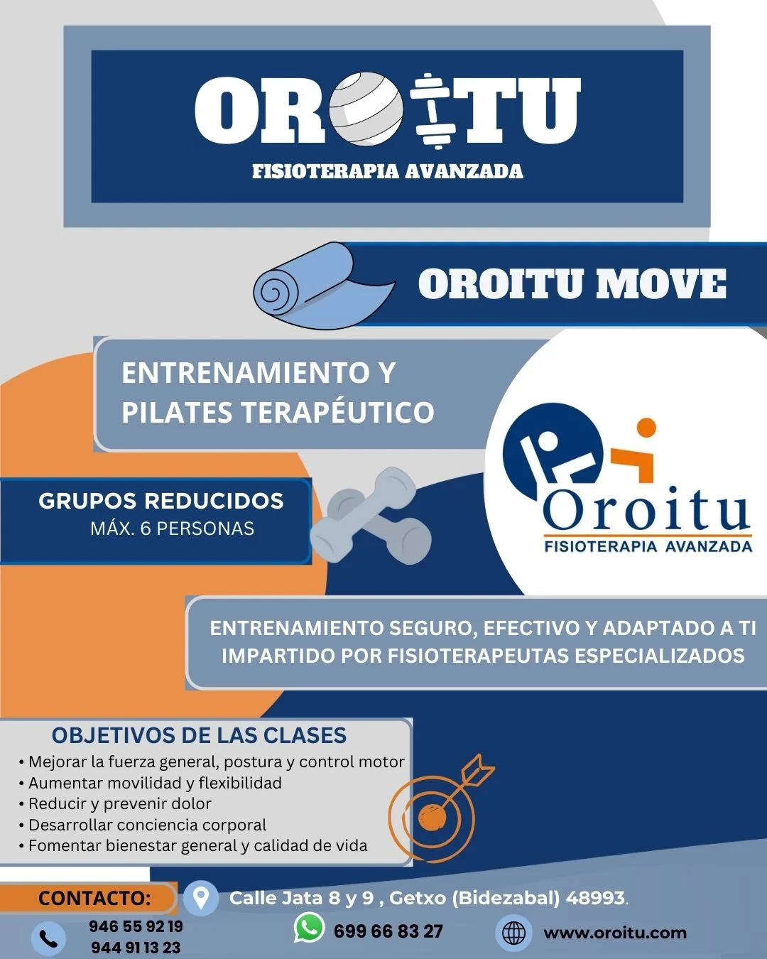 Conoce Oroitu Move: ejercicios de fuerza y pilates terapéutico